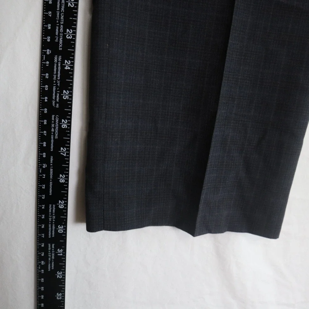 Banana Republic Pants Mens 35x30 Tailored Fit Dress Suit Flat Front‎ Black Plaid